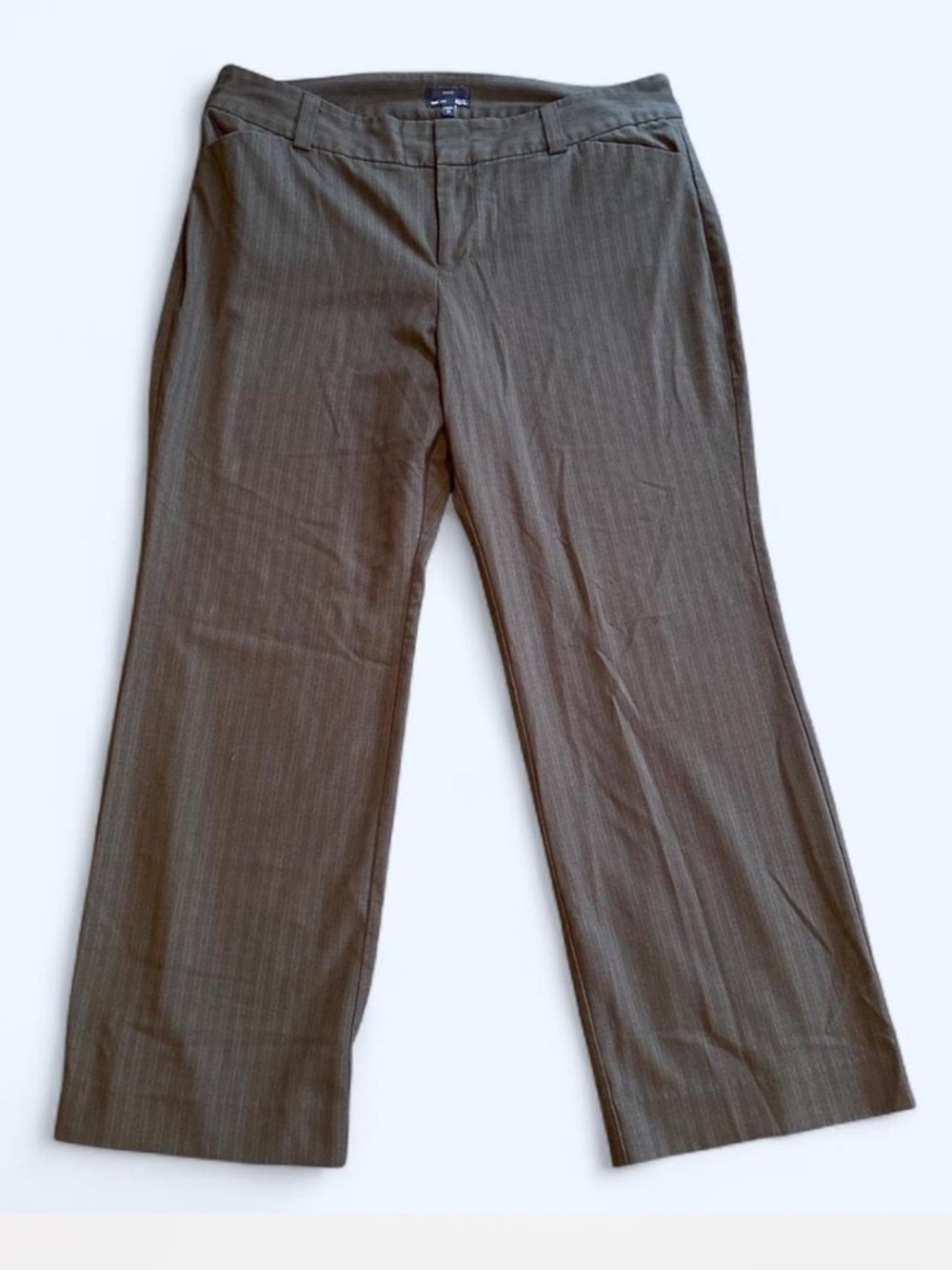 Gap curvy fit trousers with a relaxed fit and flared leg gray stripe #trousers
